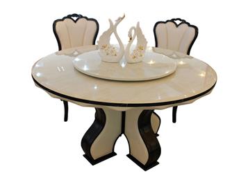 歐式桌1.3米雙層帶轉(zhuǎn)盤(pán)大理石圓桌