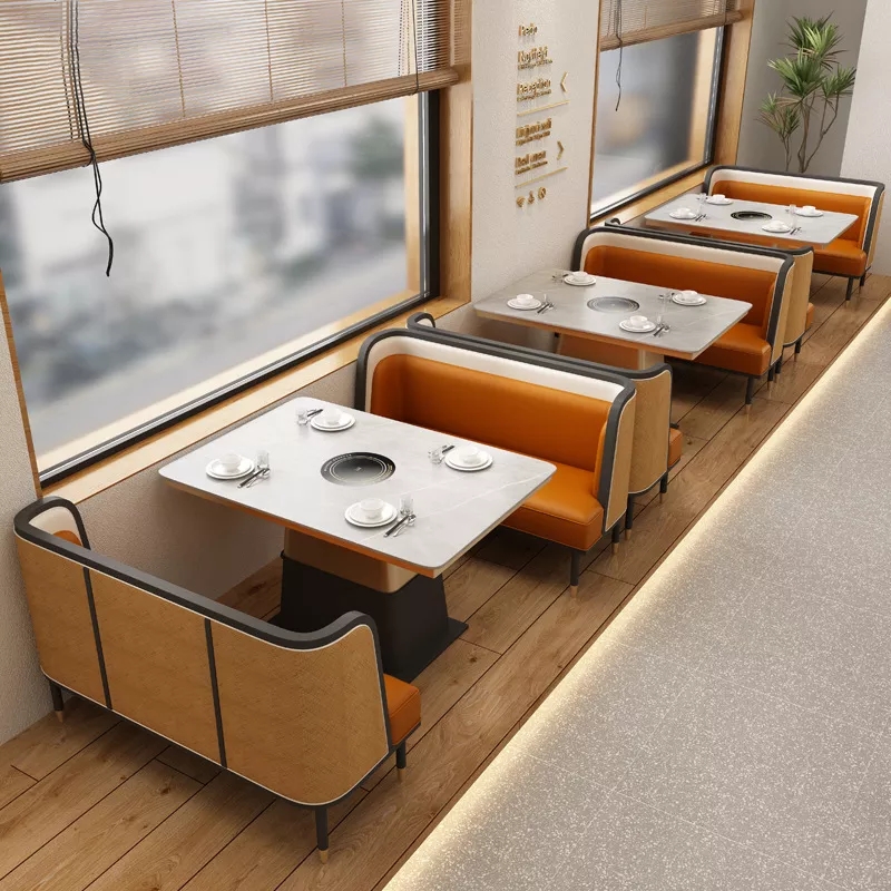 火鍋餐廳輕奢高端大理石電磁爐火鍋桌