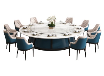 電動(dòng)大餐桌圓桌15人歐式大理石豪華餐桌