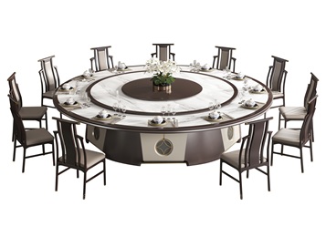 宴會(huì)2.2m新中式時(shí)尚電動(dòng)轉(zhuǎn)盤餐桌