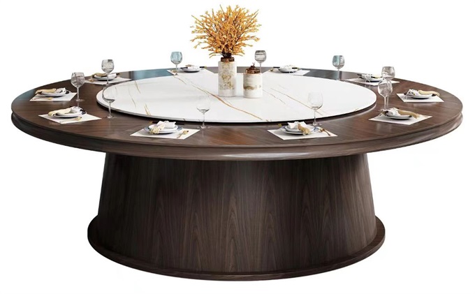 酒店會(huì)所新中式高檔16人位電動(dòng)飯桌