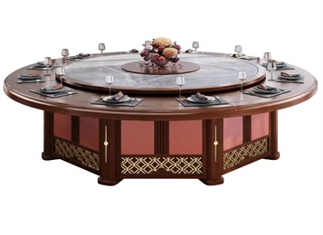 酒店新中式實(shí)木電動豪華餐桌