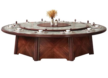 酒店會所包房高檔16人新中式電動餐桌