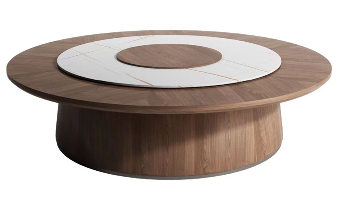 酒店新中式實木三十人電動大圓桌