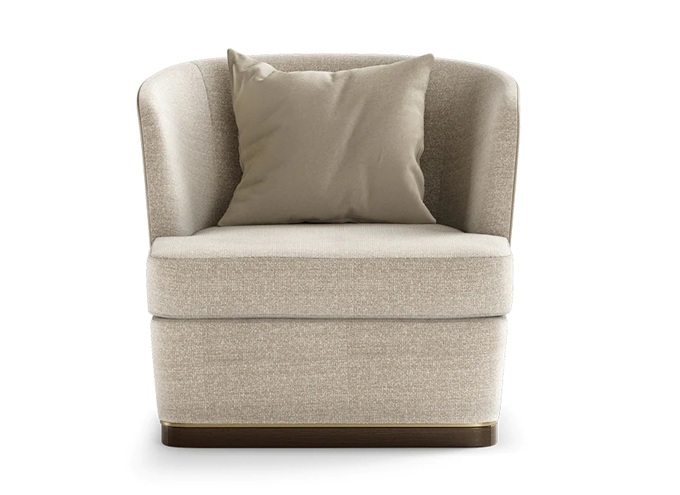 高級會所北歐休閑實木棉麻布藝軟包單人沙發