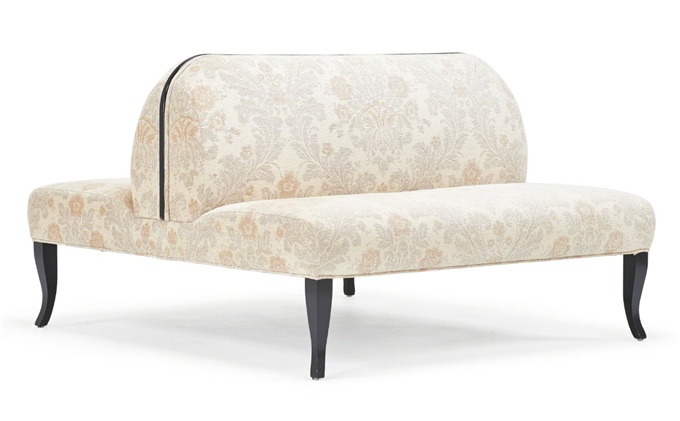 中式會(huì)所實(shí)木布藝軟包背靠背卡座沙發(fā)