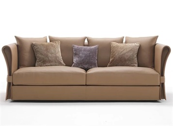 高端會(huì)所大廳意式現(xiàn)代皮藝三人位沙發(fā)