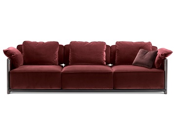 酒店會(huì)所簡(jiǎn)約不銹鋼麻絨布藝軟包沙發(fā)