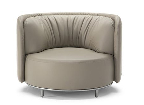 會(huì)所意式不銹鋼皮革圓形單人位沙發(fā)椅