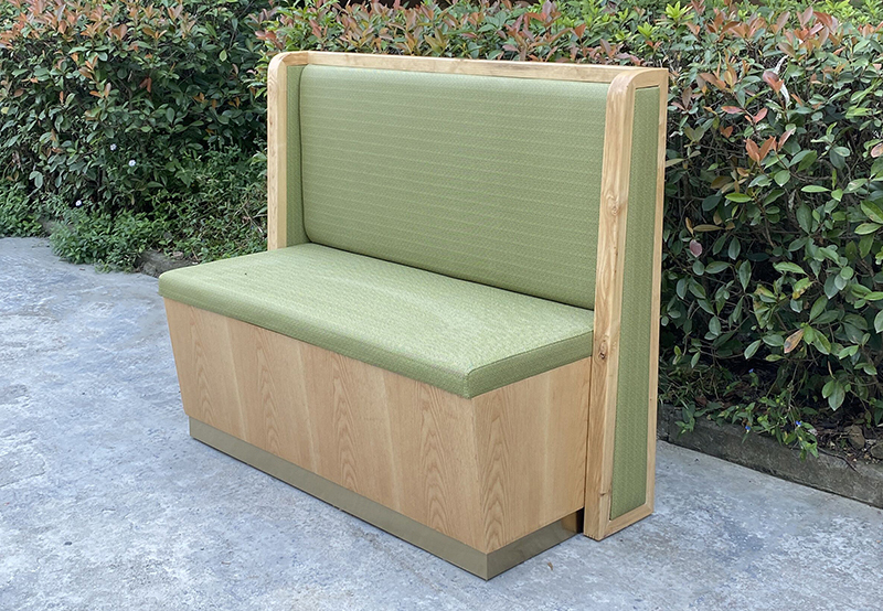 火鍋店現代小清新實木雙人卡座沙發