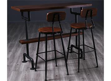 中式復(fù)古酒吧實(shí)木鐵藝酒吧桌家具