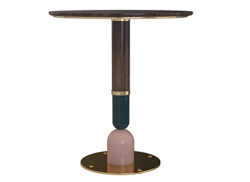 小清新酒吧后現(xiàn)代實(shí)木不銹鋼圓形吧臺(tái)