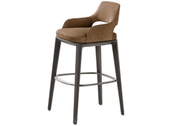 簡(jiǎn)約實(shí)木咖啡館吧臺(tái)高腳椅