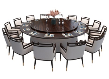 酒店包間中式實(shí)木2.2m電動(dòng)旋轉(zhuǎn)大圓桌