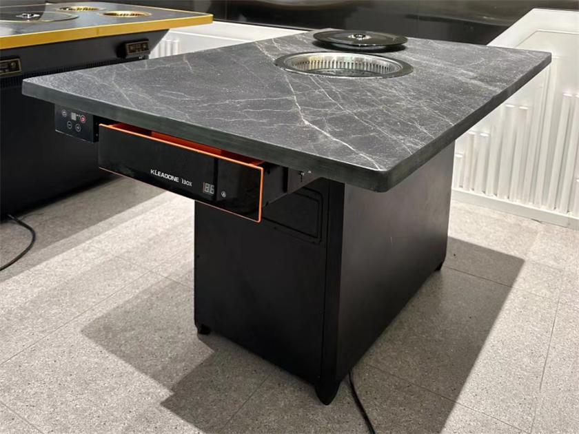 自助燒肉店火燒石臺(tái)面無煙電烤烤肉桌