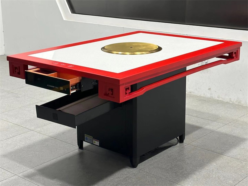 火鍋店中式復古實木封邊大理石無煙凈化火鍋桌