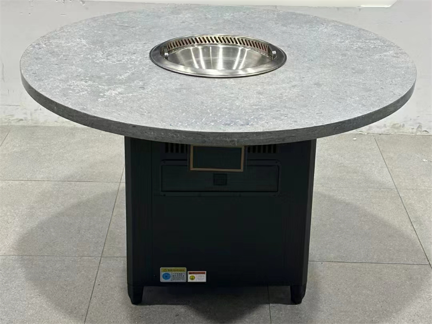 火鍋店圓形大理石無煙自凈化火鍋桌