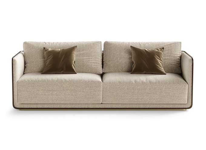 意式西餐廳休閑布藝雙人沙發(fā)