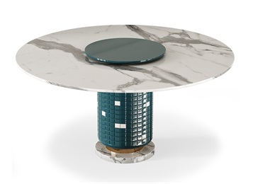 咖啡屋歐式現(xiàn)代巖板轉(zhuǎn)盤餐桌