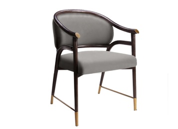 潮汕菜中餐廳真皮軟包實(shí)木靠背餐椅