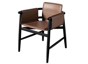 中餐廳時(shí)尚實(shí)木布藝皮藝扶手椅子