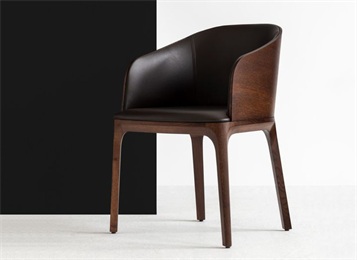 中餐廳高檔實(shí)木皮革靠背扶手椅