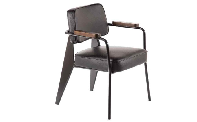 民謠清吧工業(yè)風(fēng)皮革軟包靠背椅