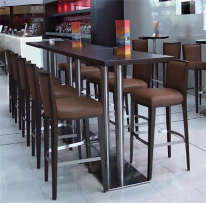 現(xiàn)代簡(jiǎn)約酒吧不銹鋼長(zhǎng)桌高腳椅家具